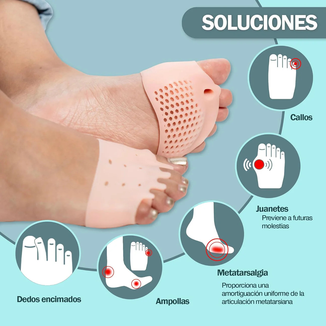 Almohadillas terapéuticas con Separador de dedos
