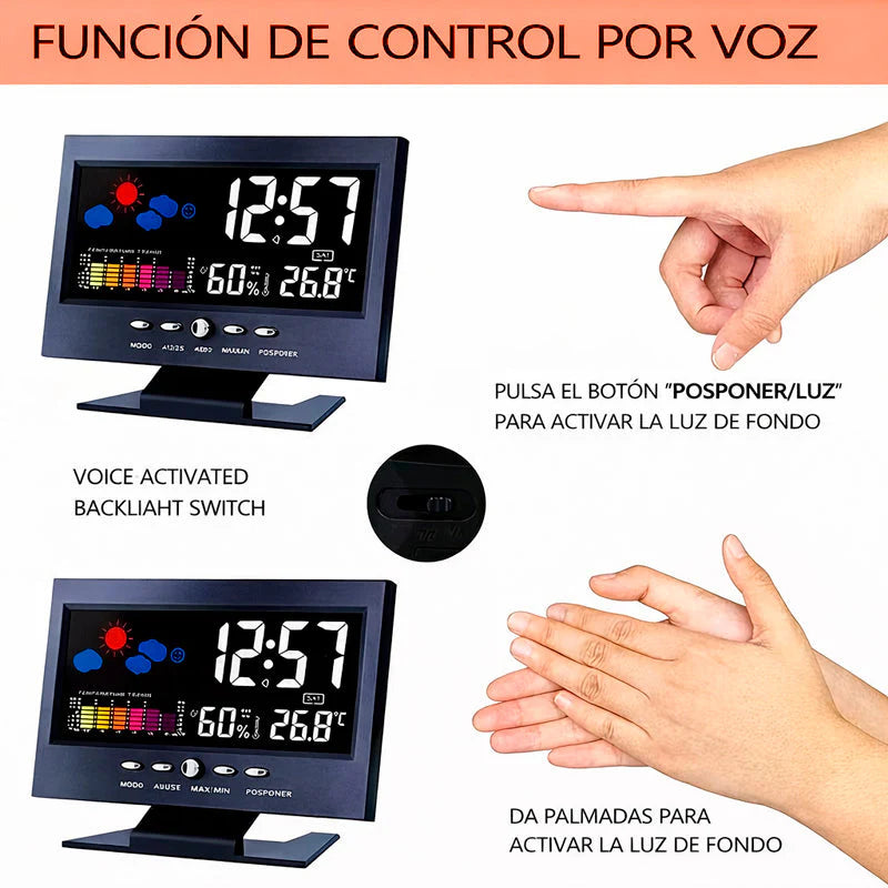 ⏰ Reloj Digital Meteorologico 4 en 1: Hora, Clima, Humedad y Despertador