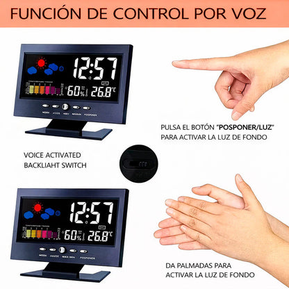 ⏰ Reloj Digital Meteorologico 4 en 1: Hora, Clima, Humedad y Despertador