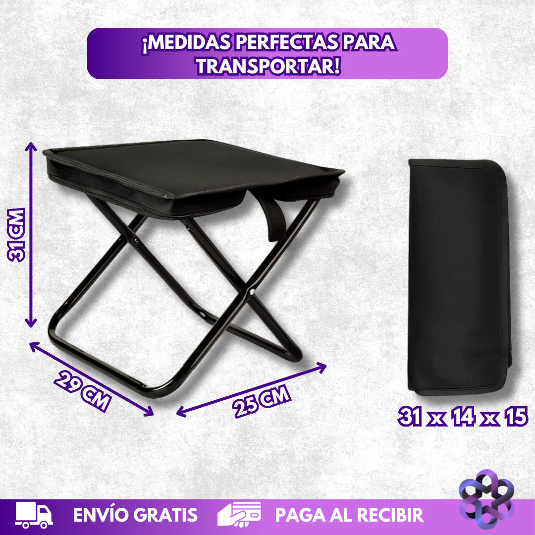 Silla Plegable Viajera – Compacta, Ligera y Cómoda para Viajes, Camping y Paseos