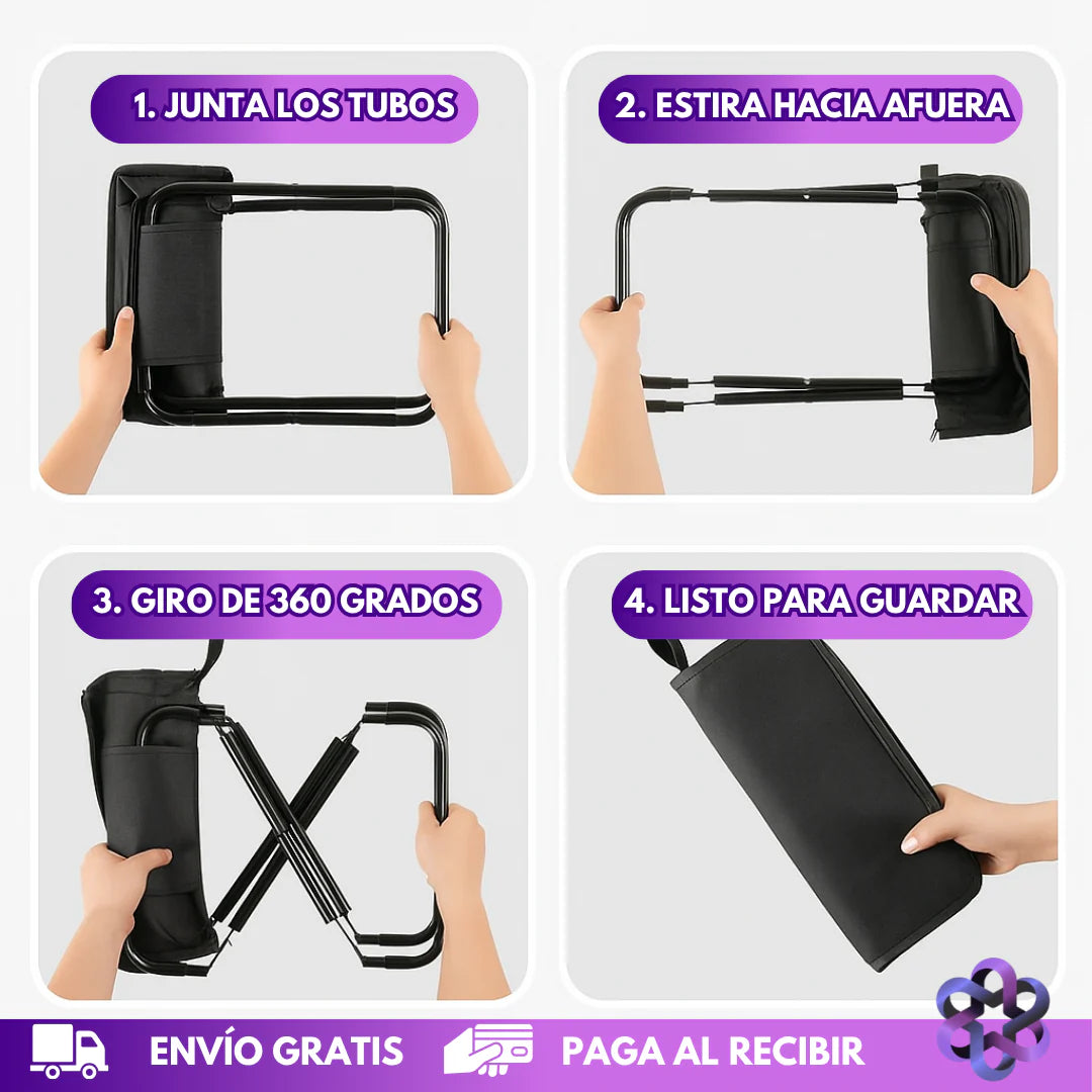 Silla Plegable Viajera – Compacta, Ligera y Cómoda para Viajes, Camping y Paseos